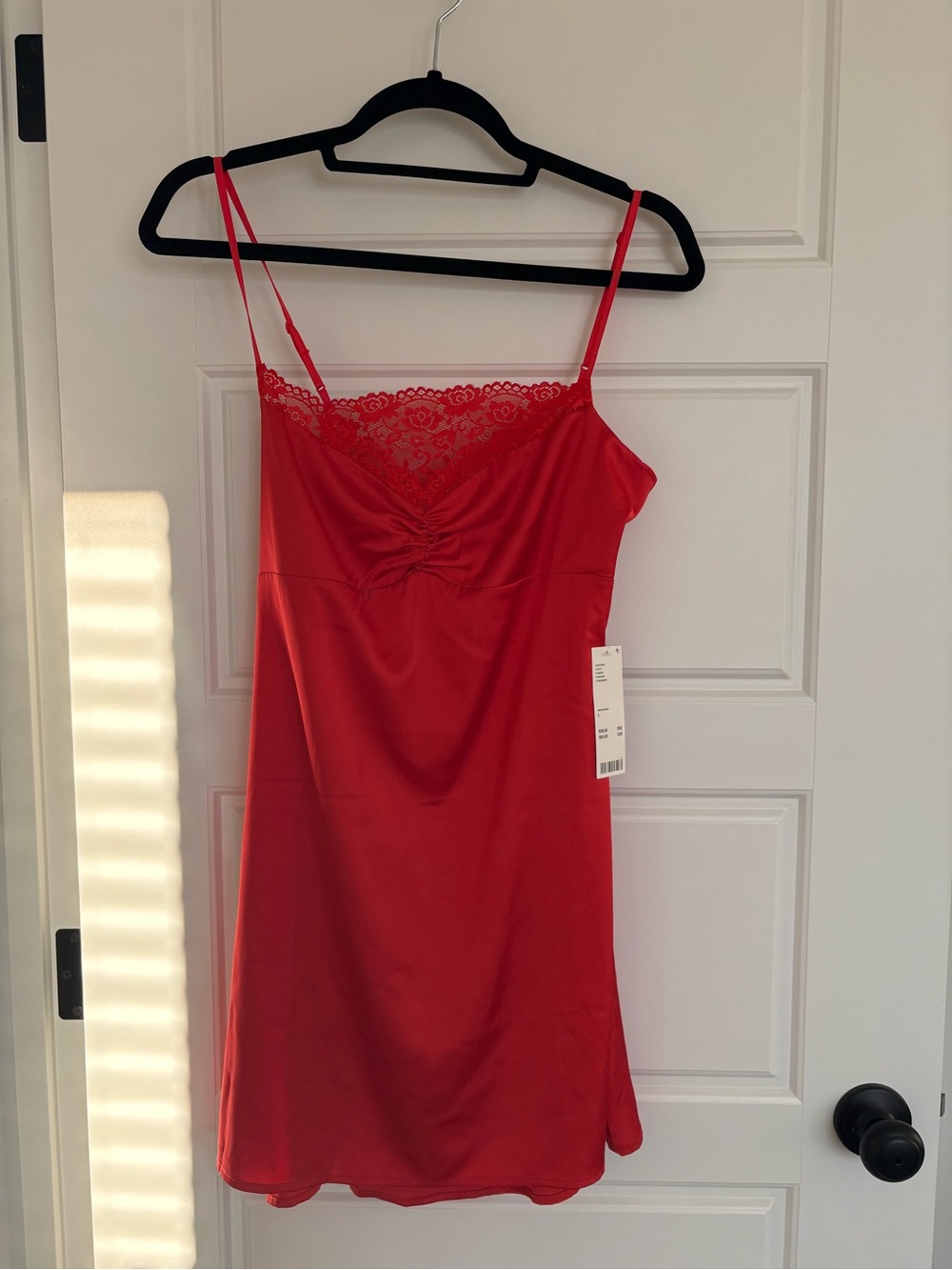 Urban Outfitters Red Lace-Trim Slip Dress (L)